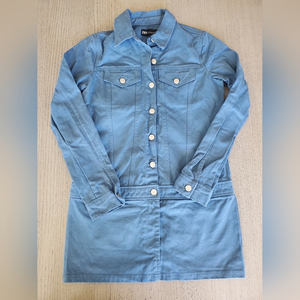Zara Blue Trench Coat - Picture 4 of 7